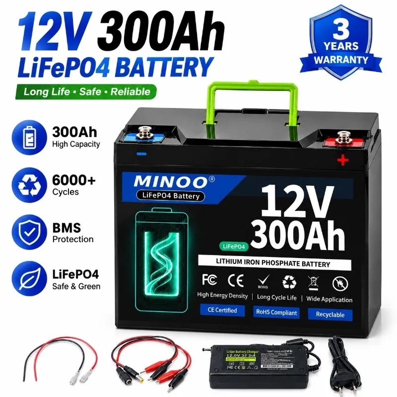 Lifepo4 12V 300Ah Deep Cycle - 12V 300Ah Lithium LiFePO4 Battery Built-in