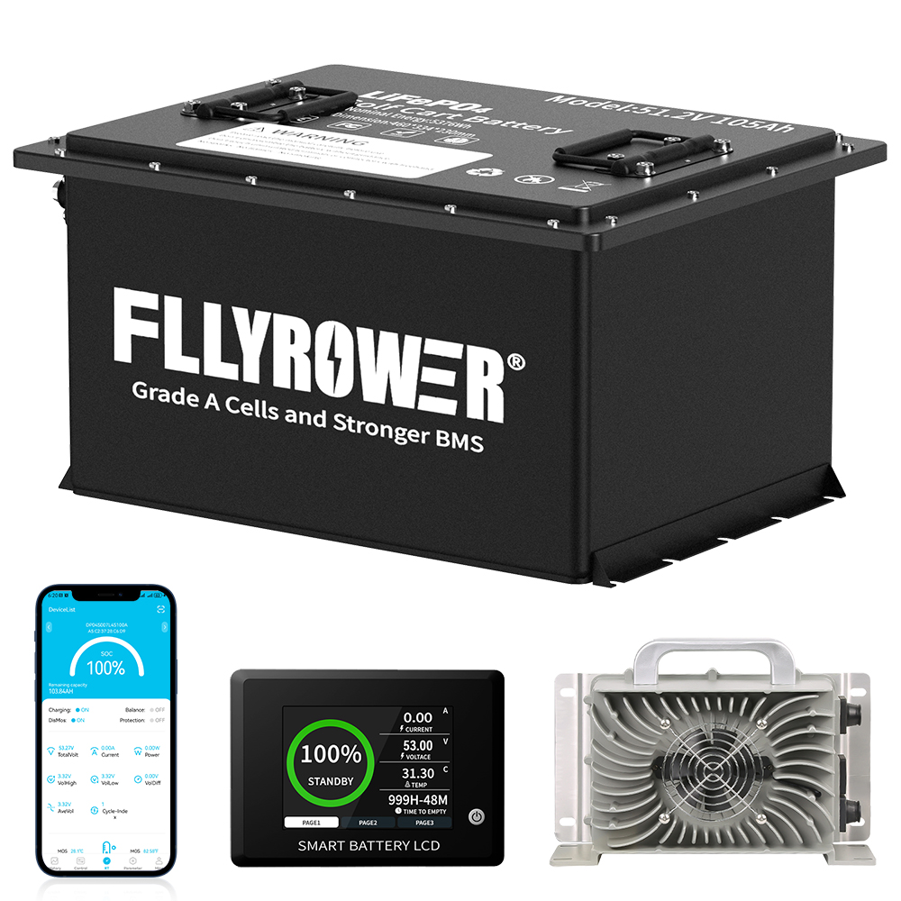 Lifepo4 Charger 48V 20A - FLLYROWER 48V 105Ah Golf Cart Lithium