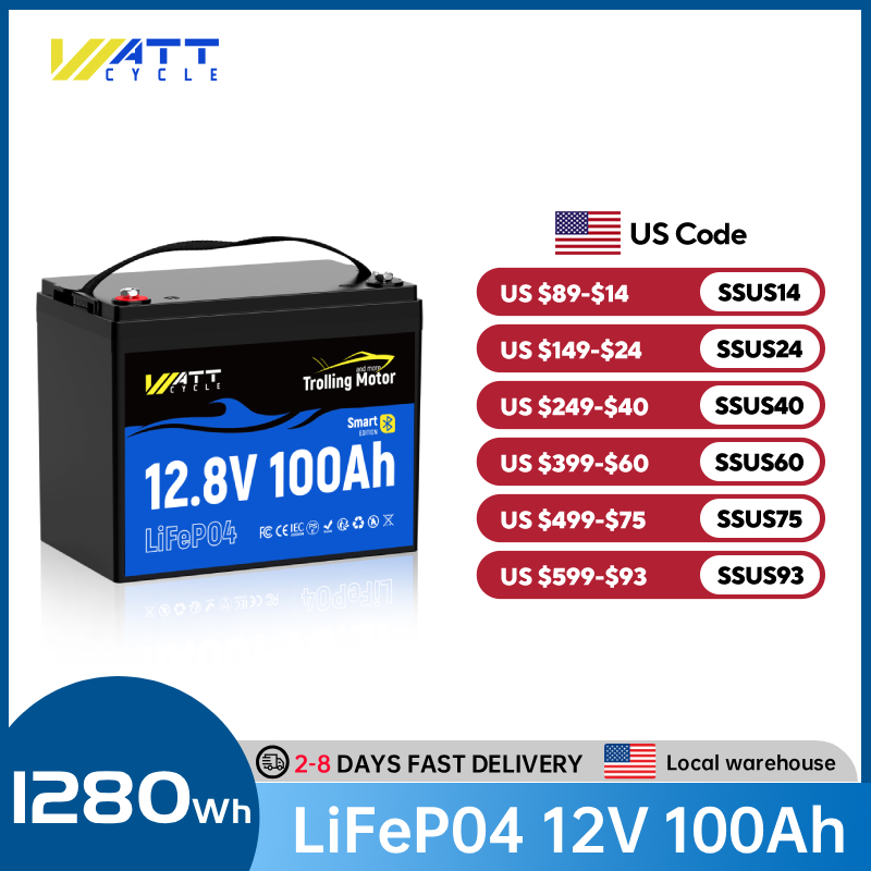 12V 100Ah Lifepo4 Bluetooth Bms - Wattcycle 12.8V 100Ah 120A BMS LiFePO4