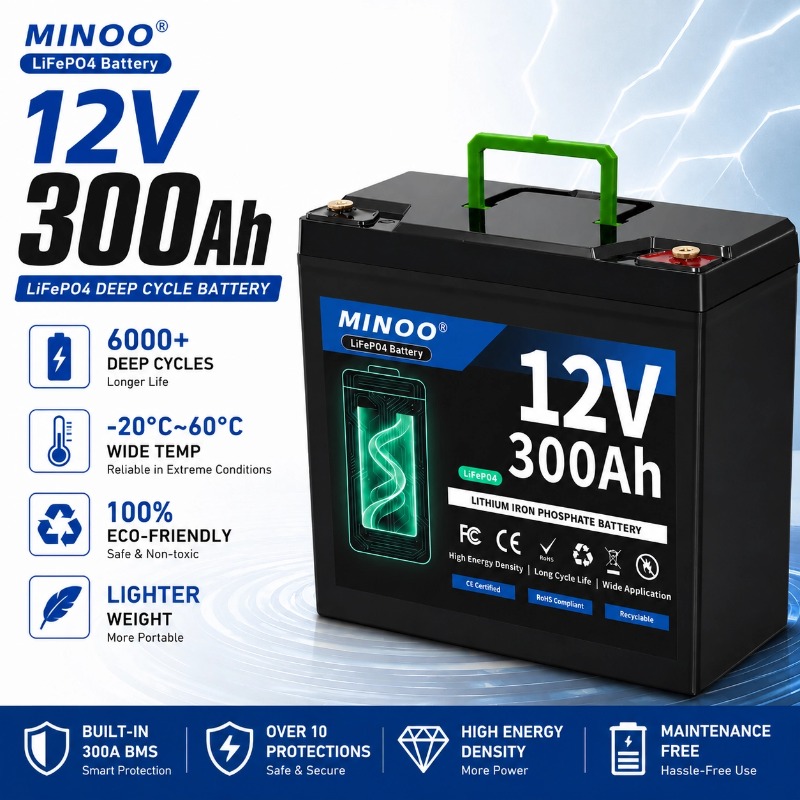 Lifepo4 12V 300Ah Deep Cycle - 12V 300Ah LiFePO4 Solar Battery Deep