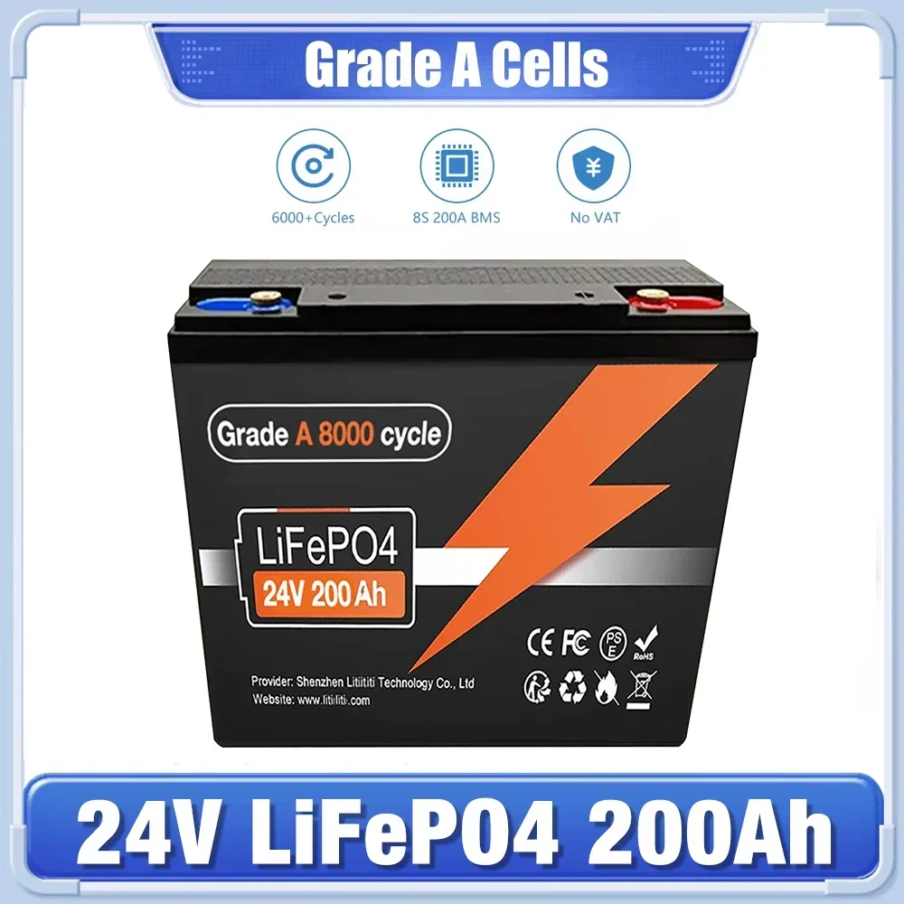 Lifepo4 Battery 24V 200Ah - 24V LiFePO4 Lithium Battery 200Ah Built-in