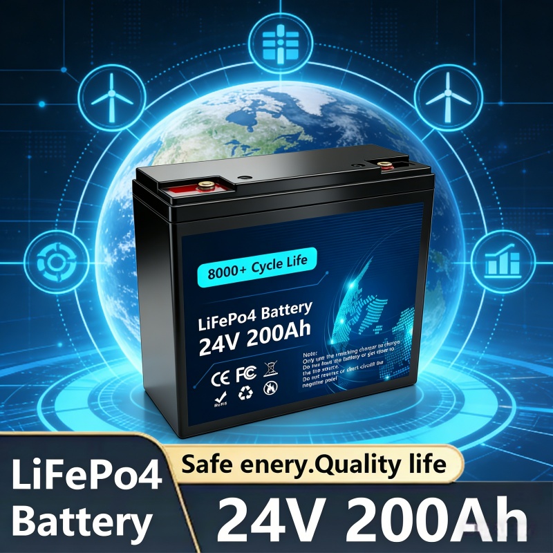 Lifepo4 Battery 24V 200Ah - 24V LiFePO4 200Ah Lithium Battery, Built-in