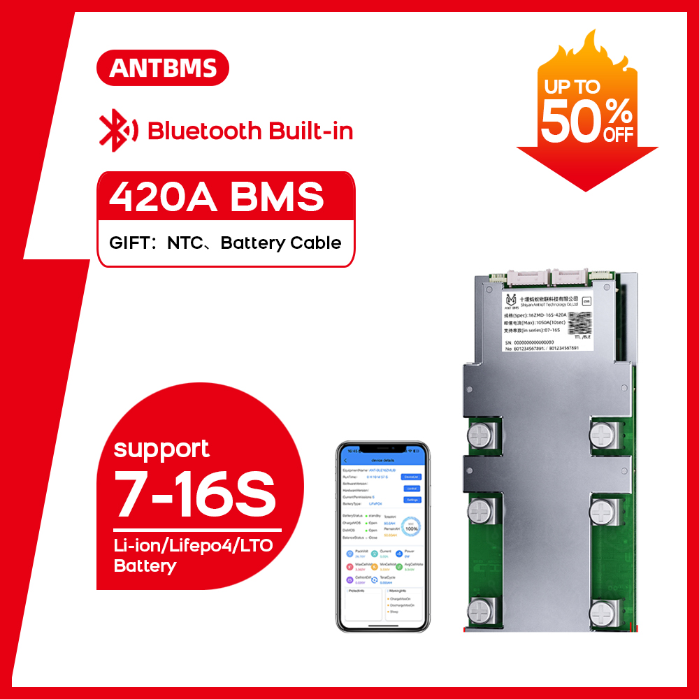 Smart Bms 16S 48V 200A Bluetooth - ANT smart BMS 7S-16S continuous 420A