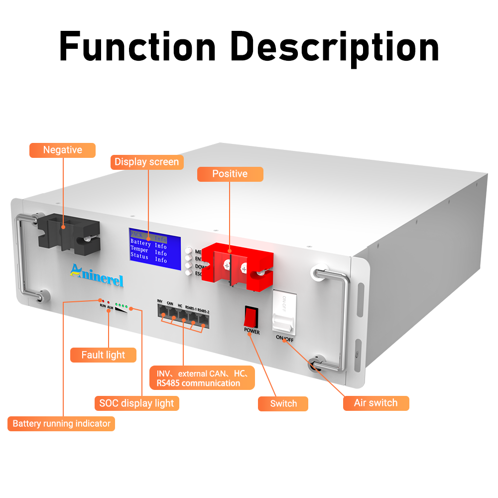 Aninerel 51.2V 48V 100AH Serve - Lifepo4 48V 100Ah Server Rack ulasan dan harga