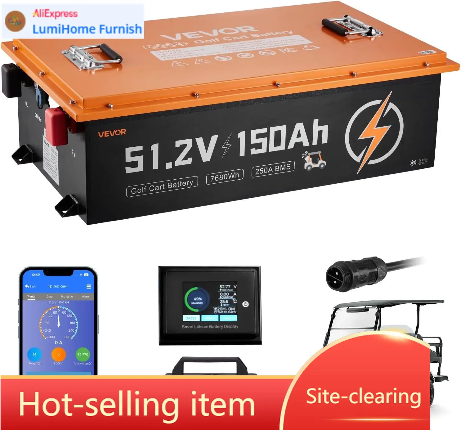 48V (51.2V) 150AH Lithium Golf - Lifepo4 Charger 48V 20A ulasan dan harga